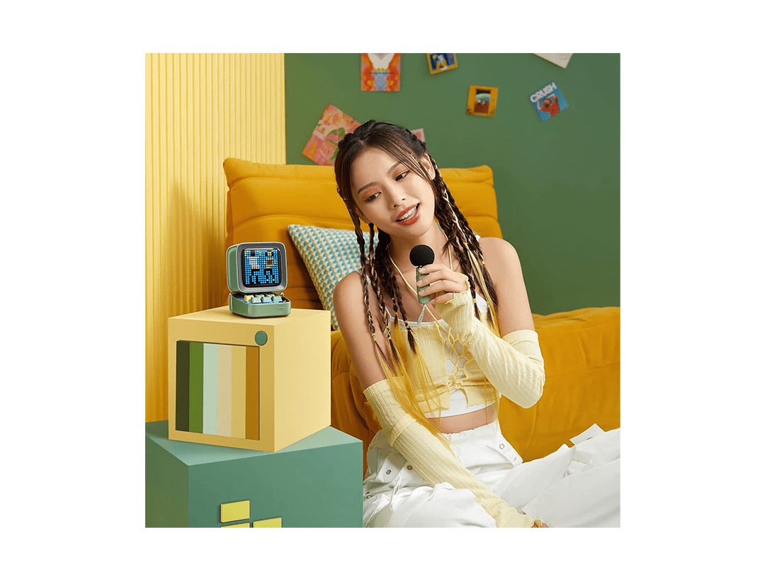 Divoom Ditoo-Mic Bluetooth Speaker with Karaoke Microphone - Green in Qatar Divoom Ditoo-Mic Bluetooth Speaker with Karaoke Microphone - Green in Qatar